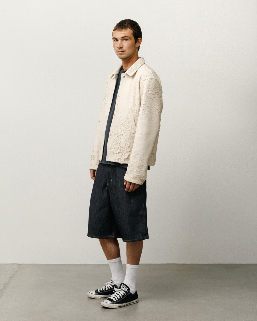 raw denim work shorts