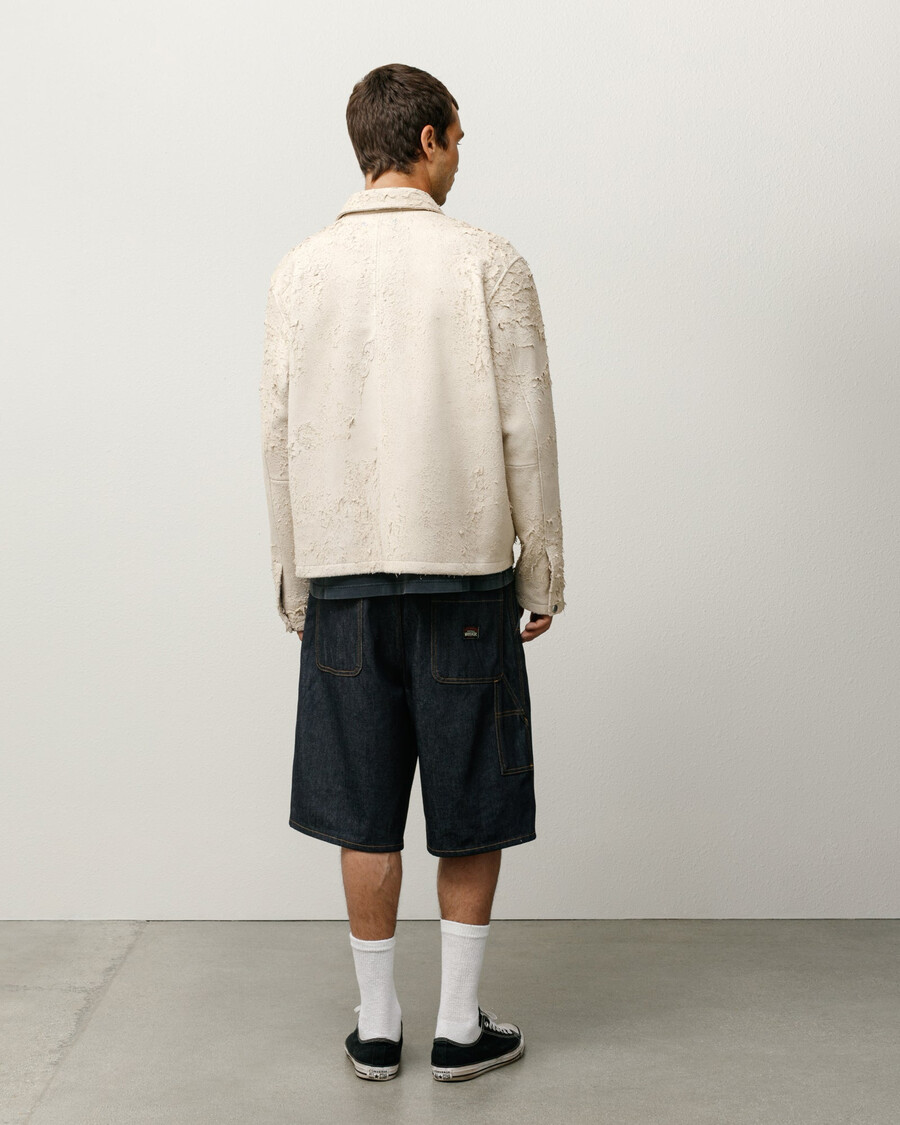 raw denim work shorts