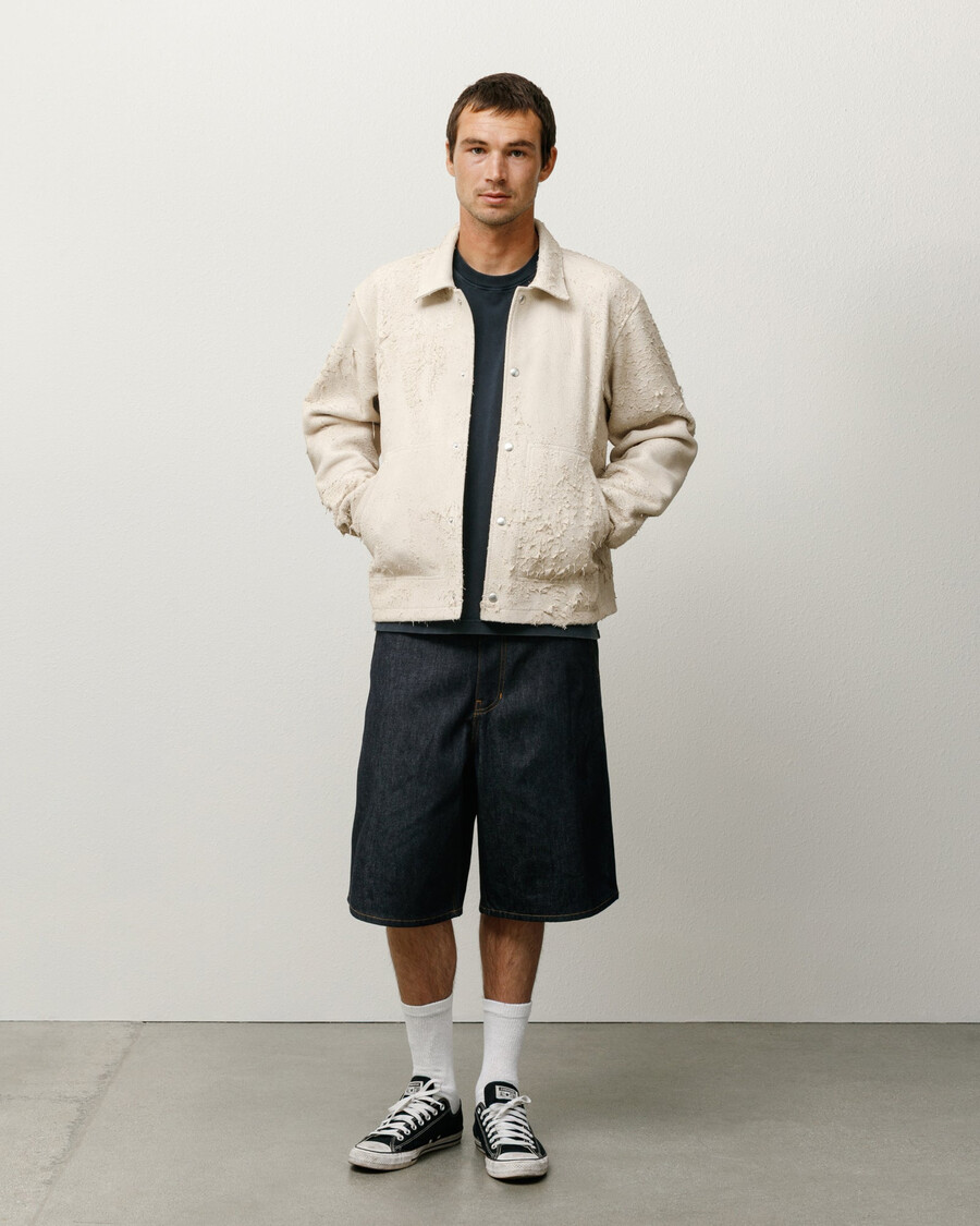 raw denim work shorts