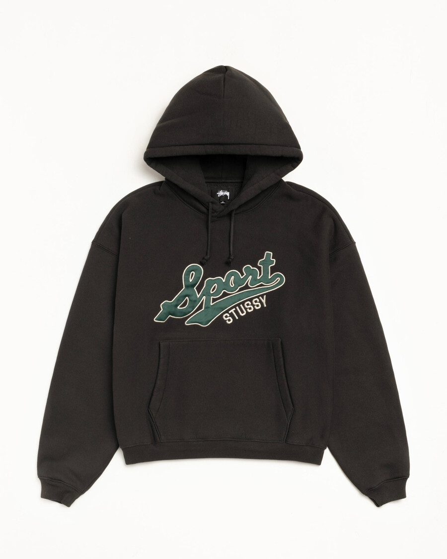 hoodie med satinlapp