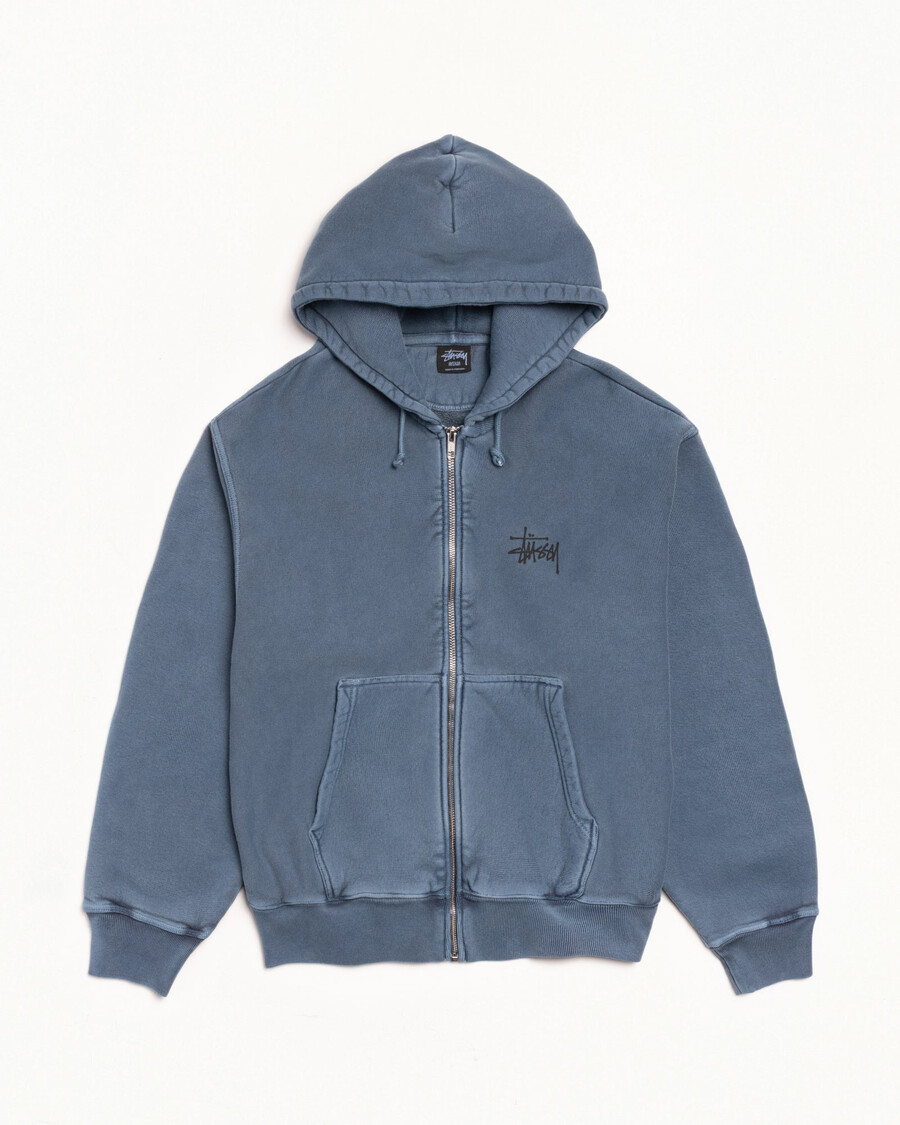 basic stüssy zip hoodie pigmentfärgad