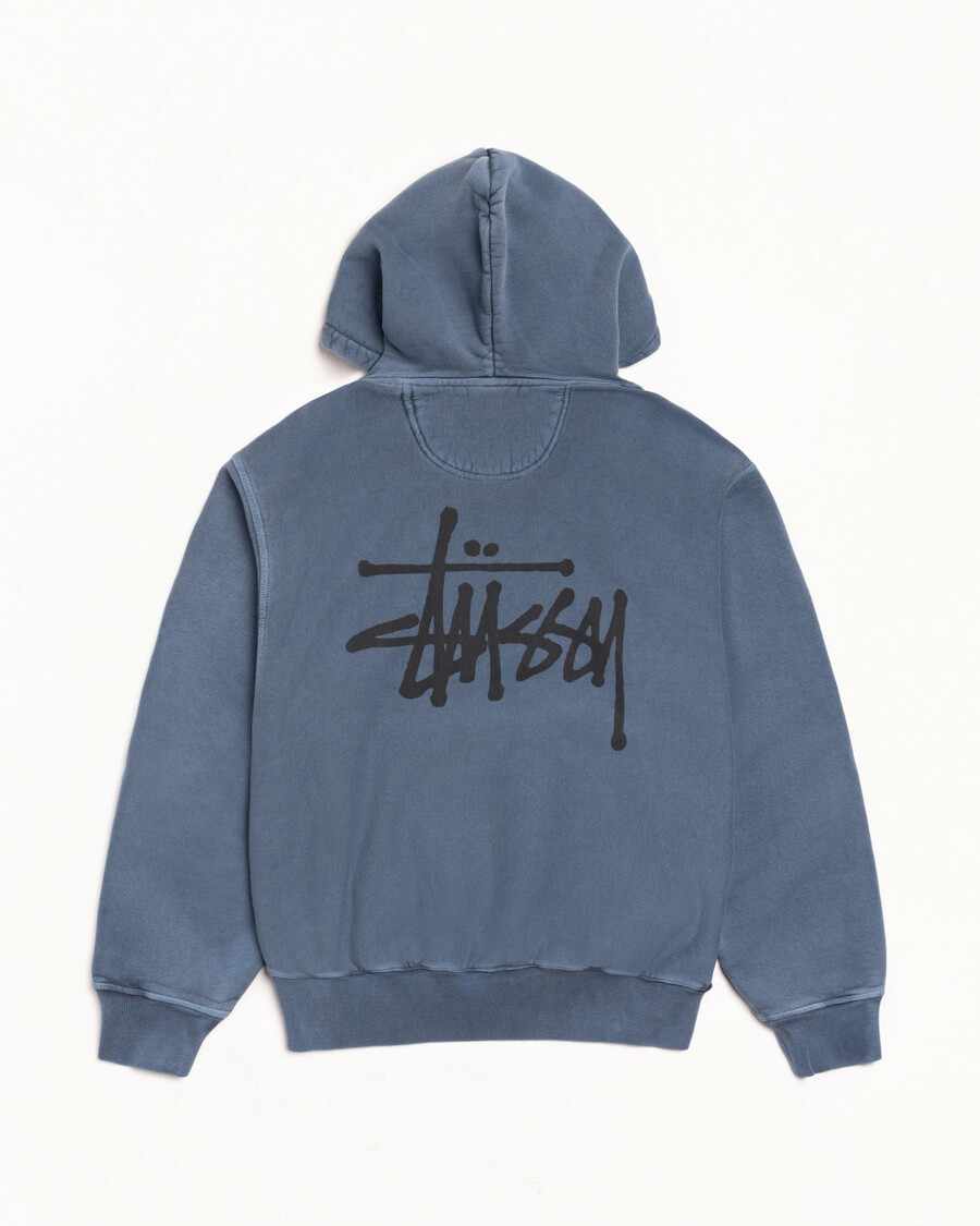 basic stüssy zip hoodie pigmentfärgad