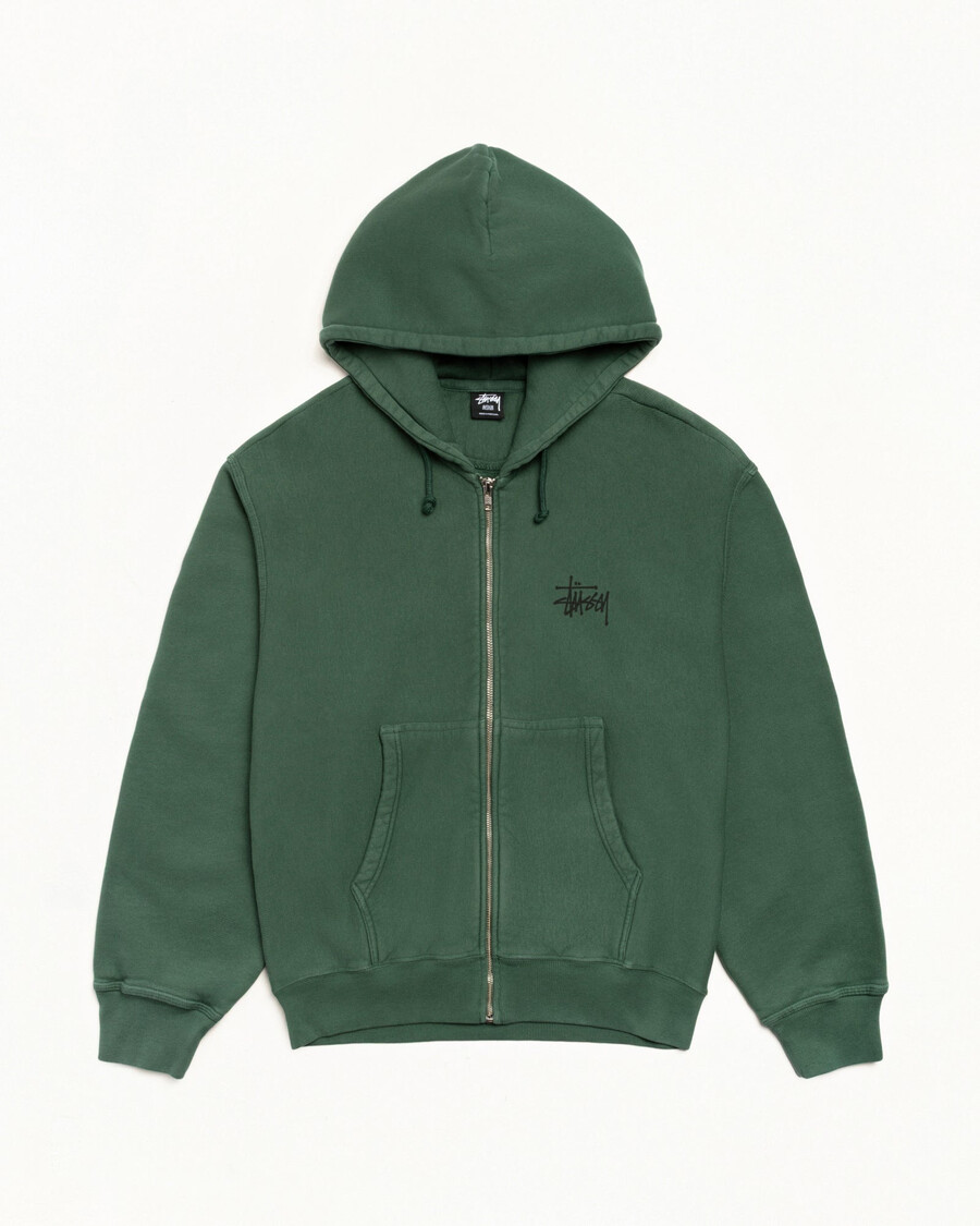 basic stüssy zip hoodie pigmentfärgad