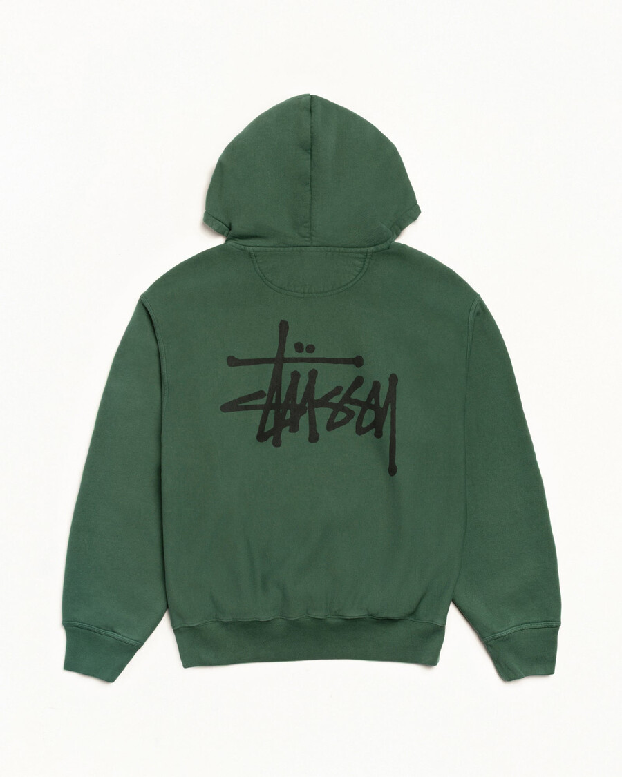 basic stüssy zip hoodie pigmentfärgad