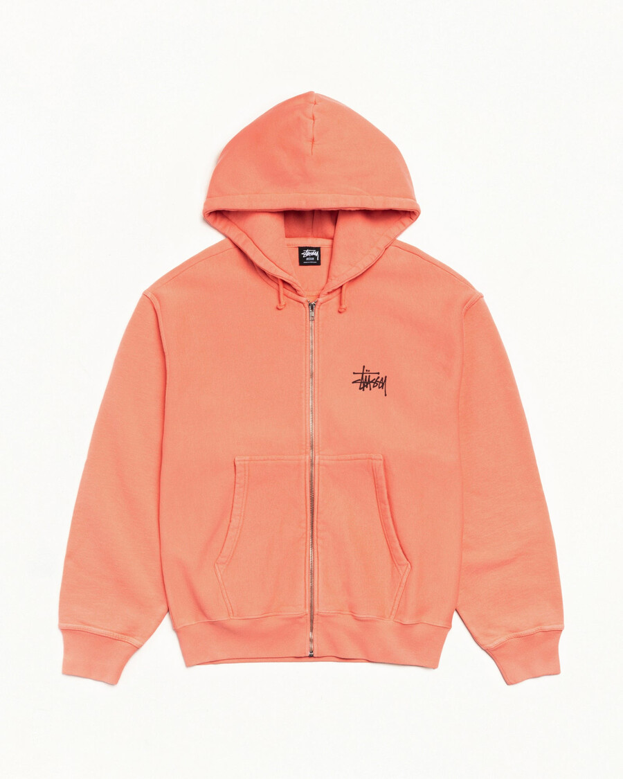 basic stüssy zip hoodie pigmentfärgad