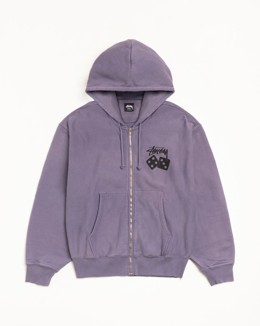 dice zip hoodie pigmentfärgad