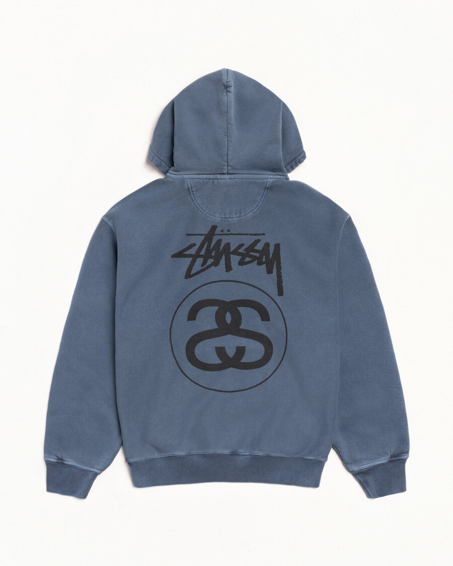 stock link zip hoodie pigmentfärgad