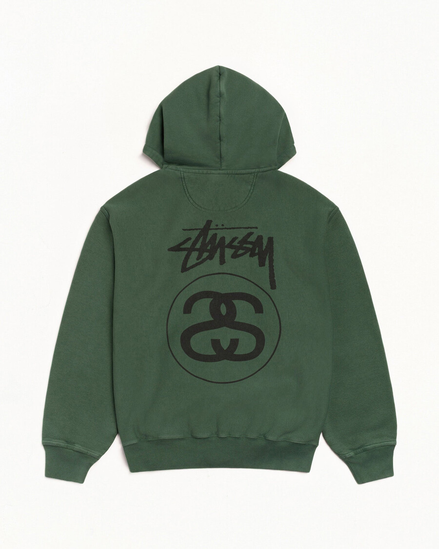 stock link zip hoodie pigmentfärgad