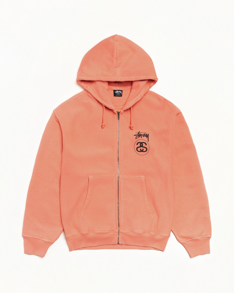 stock link zip hoodie pigmentfärgad