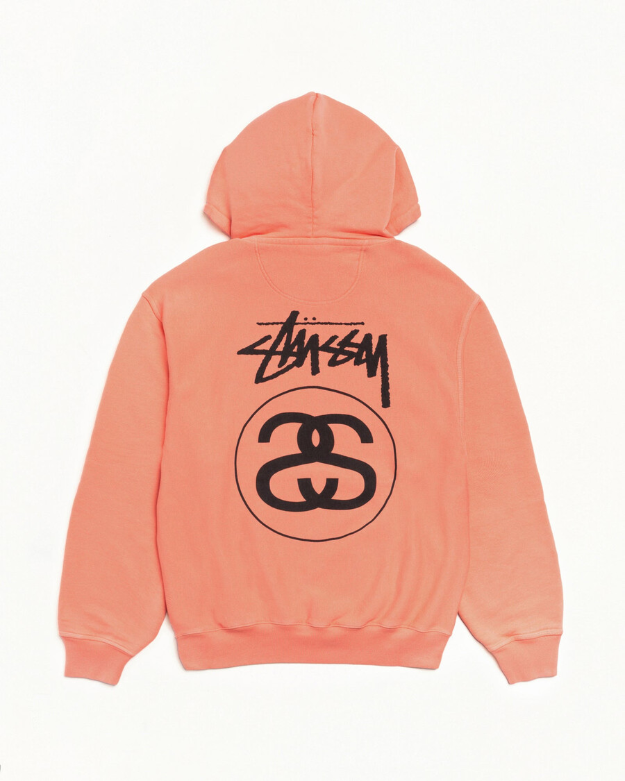 stock link zip hoodie pigmentfärgad