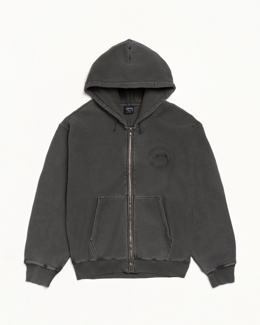 stüssy wear zip hoodie pigmentfärgad