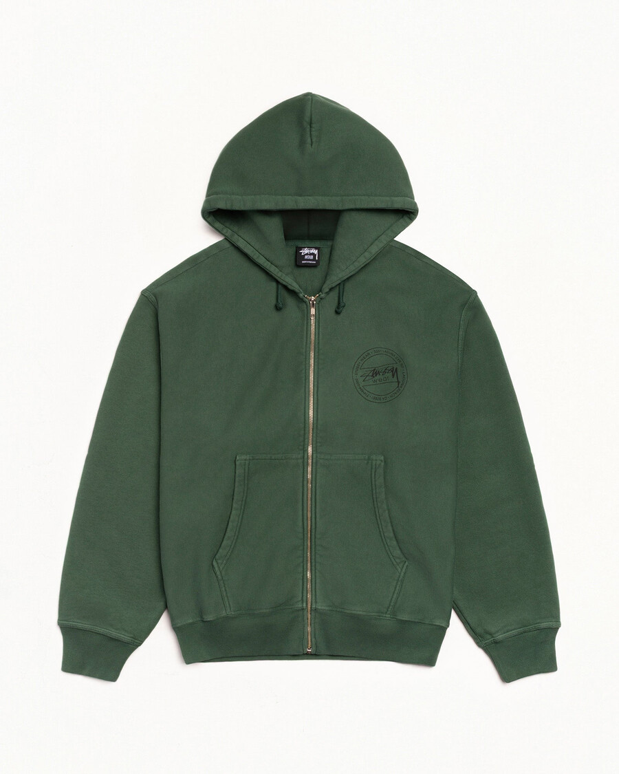 stüssy wear zip hoodie pigmentfärgad