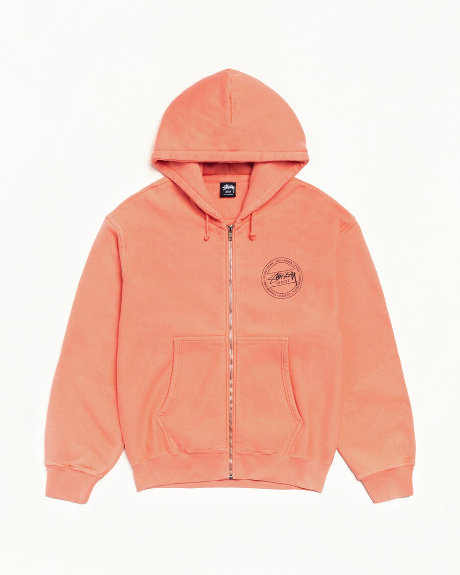 stüssy wear zip hoodie pigmentfärgad